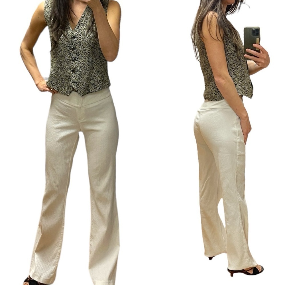 Dynamite flare wide leg trousers size 5/6 W30 L31 textured crinkle pants white